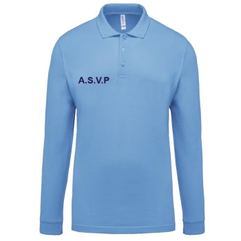 Polo respirant manches longues uni bleu ciel