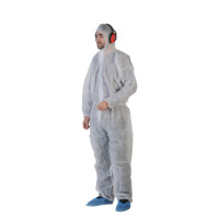 Combinaison PLP 0 tissé 40 g blanche à cagoule poignets taille et chevilles élastiqués