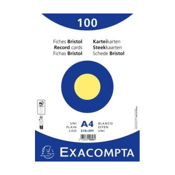 Paquet de 100 fiches bristol A4 - uni couleur sous film