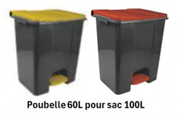 Poubelle 60l mobile a pedale