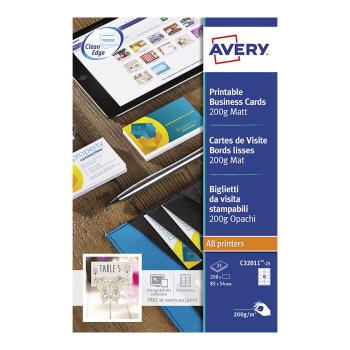 Pochettes de 25 planches A4x10 cartes visite 85x54mm 200g/m² recto mat