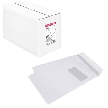 Boite de 250 pochettes blanches auto-adhesives 22x32 cm avec fenêtre 50x100