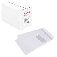Boite de 250 pochettes blanches auto-adhesives 22x32 cm avec fenêtre 50x100