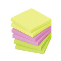 Bloc notes repositionnables 75x75 mm neon - paquet de 6