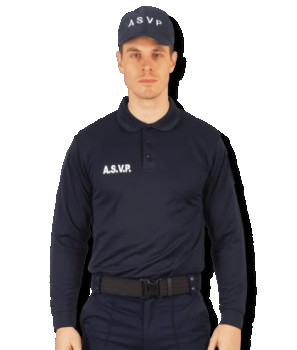 Polo respirant manches longues uni bleu marine