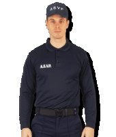Polo respirant manches longues uni bleu marine