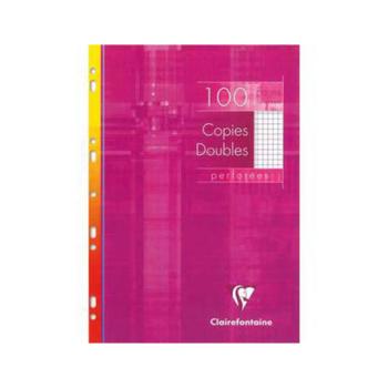 Paquet de 100 pages copie double a4 perforées petits carreaux 90g