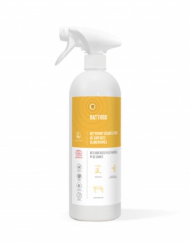 Nettoyant désinfectant de surfaces alimentaires bactéricides lévuricides et virucides NATFOOD - 750ml