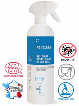 Nettoyant désinfectant de surfaces nat clear - 750ml