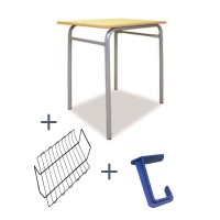 Table individuelle 70x50 cm avec crochet et grille porte cartable - T5