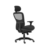 Fauteuil type direction Athos - Noir - tétières et accoudoirs réglables