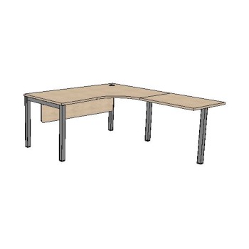 Bureau plan compact avec obturateurs et voile de fonds L160 x P 80 à 110 cm - retour L80 cm - Astrolite
