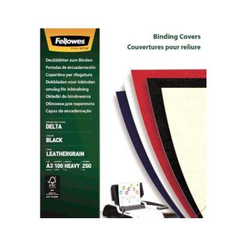Paquet de 100 couvertures grain cuir A3 noir