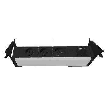 Bloc électrique pour Top Access - Équipé de 3 PC + 1 USB A 5v + 1 USB C 5v + 1 passage de câbles