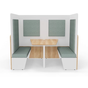 Cabine de confidentialité Calme assise Duo avec bancs et tablette - H162 cm