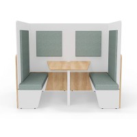 Cabine de confidentialité Calme assise Duo avec bancs et tablette - H162 cm