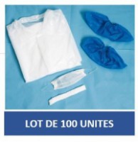 Kit visiteur charlotte+blouse+ masque+2 surchaussures (paquet de 100 kits)