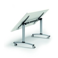 Table de réunion mobile à plateau abbatant rectangulaire 140 x 80 cm