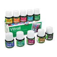 Paquet de 10 flacons vitrail base solvant 45ml - couleurs assorties
