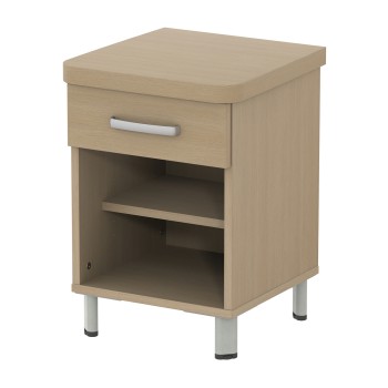 Chevet 1 tiroir mélaminé piètement époxy Gris alu - L44xP46xH62 cm