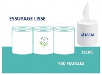 Bobine essuie-mains maxi devidage central blanc lisse ecolabel 450 formats