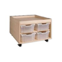 Table d’activités avec rebord sur roues + 8 bacs transparents