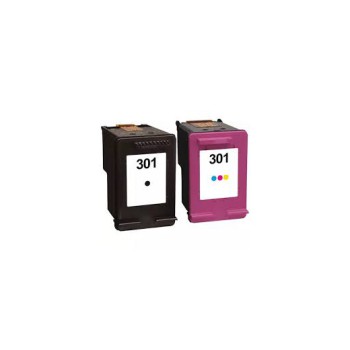 Cartouche(hp) 301+301 N9J72AE Noir + Couleur reconditionné