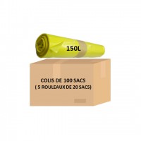 Sac 150l jaune translucide PEBD 47 microns
