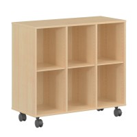 Meuble mobile 6 cases mélaminé hêtre miel L104,5xP45xH95 cm