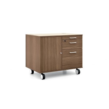 Caisson mobile 3 tiroirs + tirette + niche à porte battante